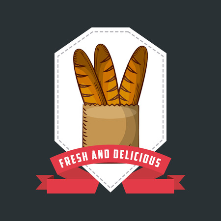 emblem with bag with breads. colorful design. vector illustrationのイラスト素材