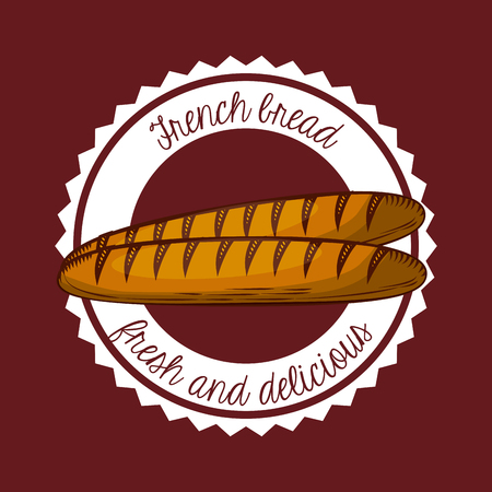 seal stamp with french bread icon. colorful design. vector illustrationのイラスト素材