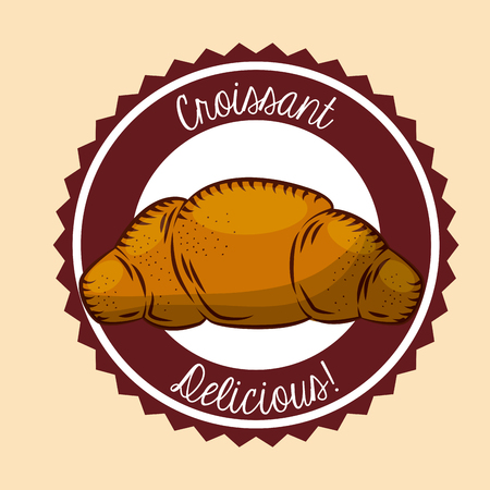 seal stamp with croissant icon. colorful design. vector illustrationのイラスト素材