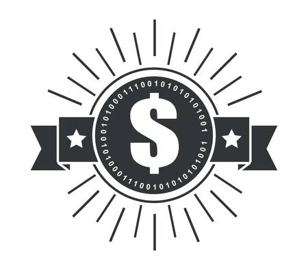 emblem with money sign icon over white background. vector illustrationのイラスト素材