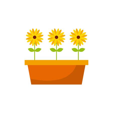 beautiful flowers in a pot over white background. colorful design. vector illustrationのイラスト素材