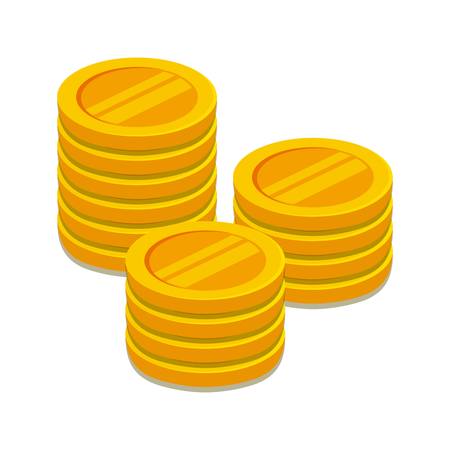 golden coins over white background. colorful design. vector illustrationのイラスト素材