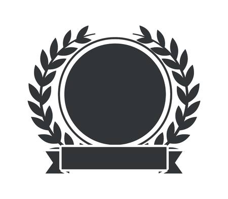 emblem with decorative wreath of leaves over white background. vector illustrationのイラスト素材