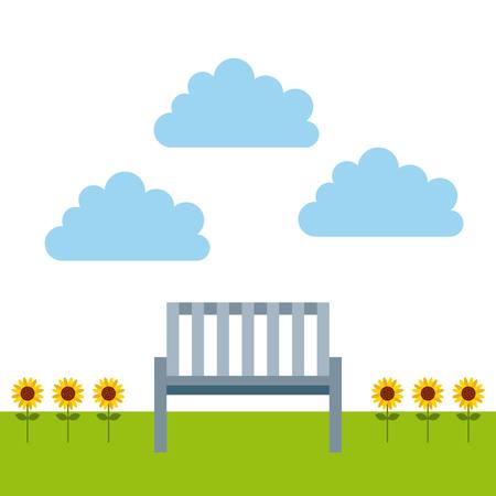 outdoor bench at the garden. colorful design. vector illustrationのイラスト素材