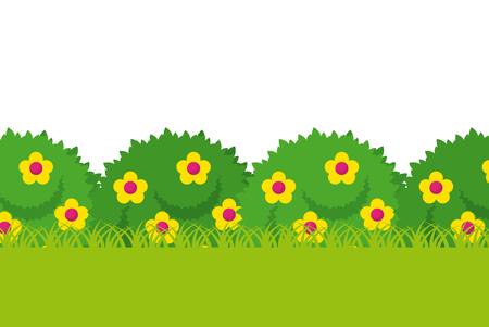 bushes with beautiful flowers. colorful design. vector illustrationのイラスト素材
