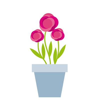 beautiful flower in a pot over white background. colorful design. vector illustrationのイラスト素材
