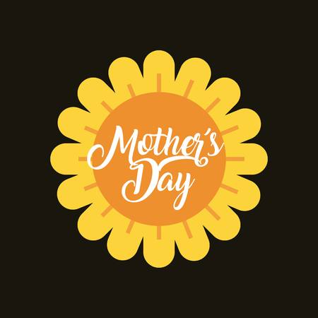 happy mothers day card with yellow flower over black background. colorful design. vector illustrationのイラスト素材