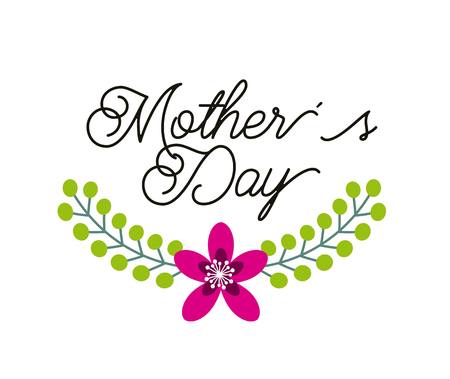 happy mothers day card with decorative wreath and flower. colorful design. vector illustrationのイラスト素材