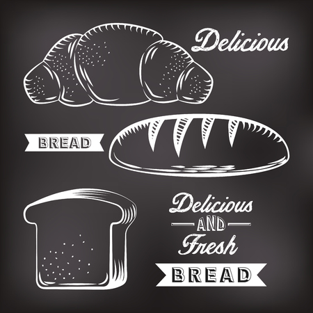 bakery products over black background. vector illustrationのイラスト素材