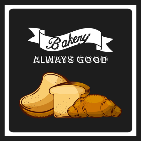 bakery products over black background. colorful design. vector illustrationのイラスト素材