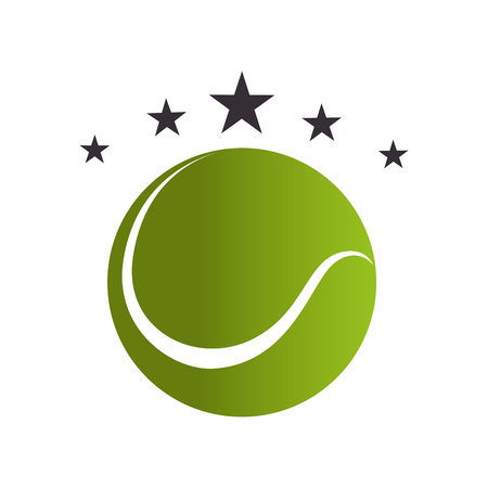 emblem with tennis ball icon over white background. vector illustrationのイラスト素材