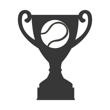 trophy with tennis ball icon over white background. vector illustrationのイラスト素材