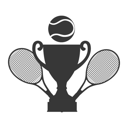 trophy with tennis ball icon over white background. vector illustrationのイラスト素材