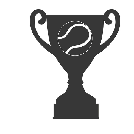 trophy with tennis ball icon over white background. vector illustrationのイラスト素材
