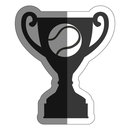 trophy with tennis ball icon over white background. vector illustrationのイラスト素材