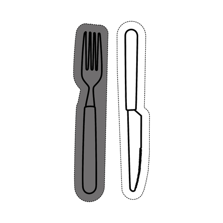knife and fork icon over white background. vector illustrationのイラスト素材