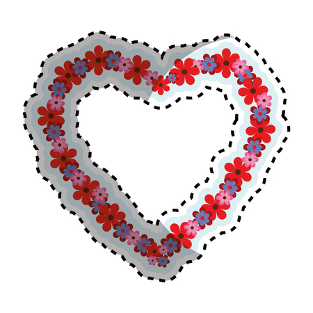 flowers in heart shape icon over white background. vector illustrationのイラスト素材