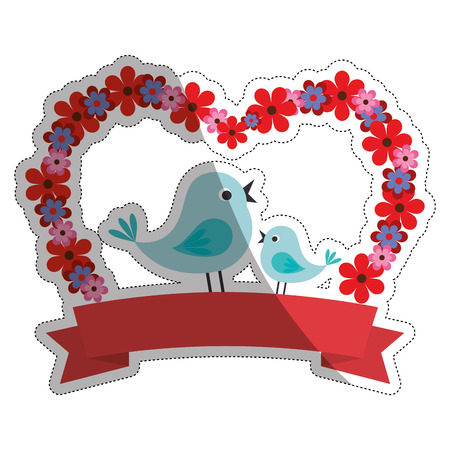 flowers in heart shape icon over white background. vector illustrationのイラスト素材