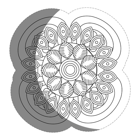 floral mandala icon over white background. vector illustrationのイラスト素材