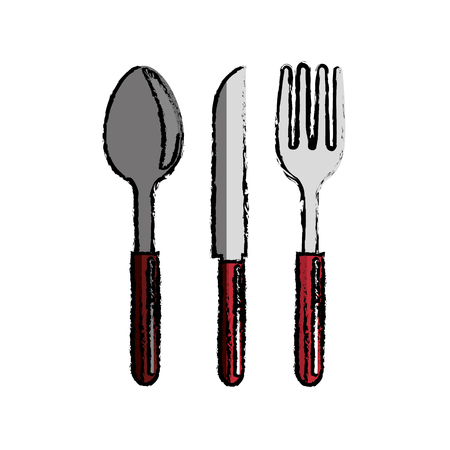 fork, knife and spoon icon over white background. vector illustrationのイラスト素材