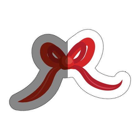 decorative red bow icon over white background. vector illustrationのイラスト素材