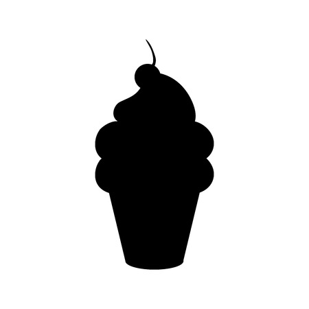 silhouette of sweet ice cream icon over white background. vector illustrationのイラスト素材