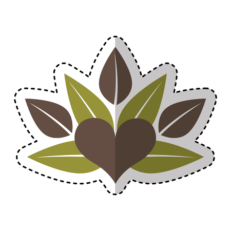 heart with leafs emblem vector illustration designのイラスト素材