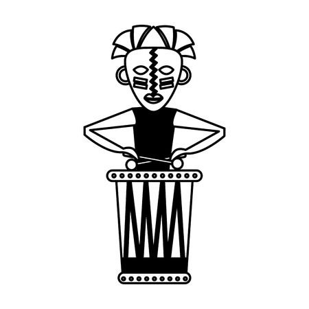Native african playing the drum vector illustration designのイラスト素材