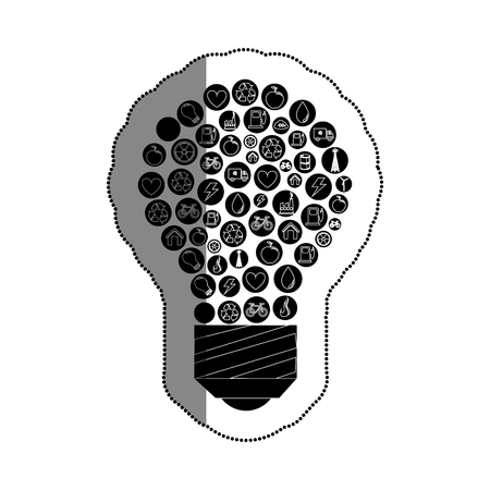 bulb light with ecology symbol vector illustration designのイラスト素材