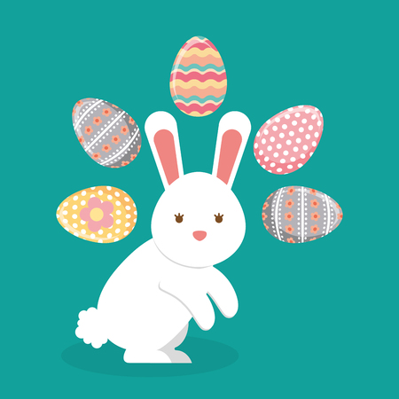 cute rabbit character easter season vector illustration designのイラスト素材
