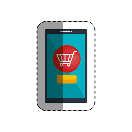 smartphone with shopping cart isolated icon vector illustration designのイラスト素材