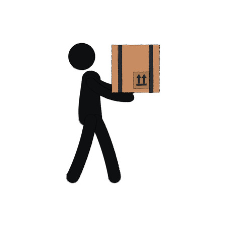 silhouette human lifting pose vector illustration designのイラスト素材