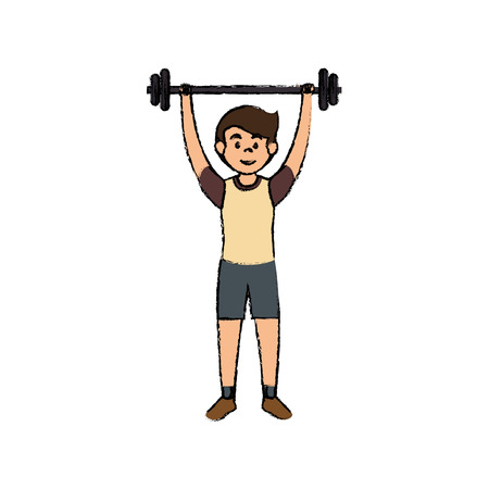man athlete weight lifting avatar character vector illustration designのイラスト素材