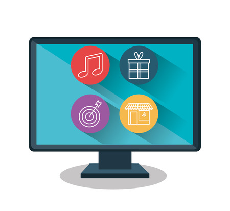 Creative social marketing flat icons vector illustration design.のイラスト素材