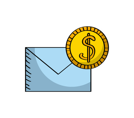 envelope icon over white background. colorful design. vector illustrationのイラスト素材