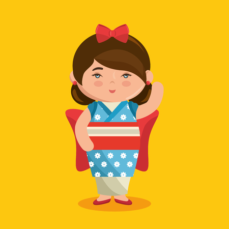 cute japanese girl character vector illustration designのイラスト素材