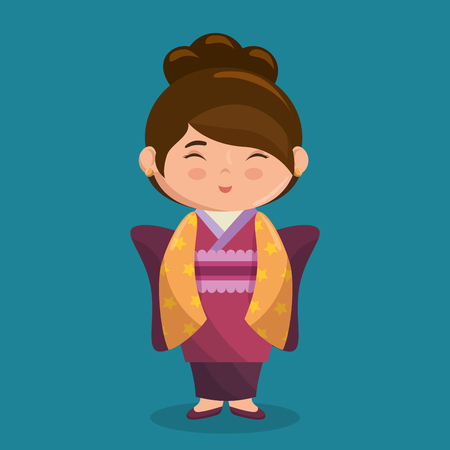 cute japanese girl character vector illustration designのイラスト素材