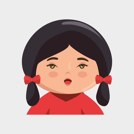 cute japanese girl character vector illustration designのイラスト素材