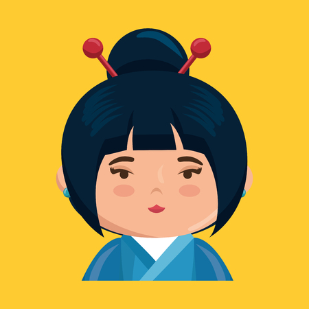 cute japanese girl character vector illustration designのイラスト素材