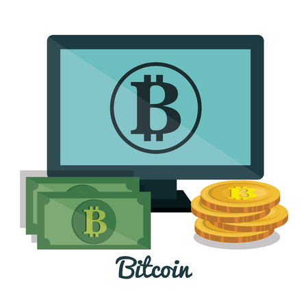 bitcoins trading flat icons vector illustration designのイラスト素材