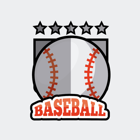 shield emblem of baseball sport with ball icon over white background. colorful design. vector illustrationのイラスト素材