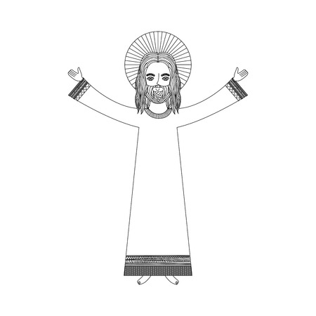 jesuschrist with halo character religious icon vector illustration designのイラスト素材