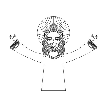 jesuschrist with halo character religious icon vector illustration designのイラスト素材