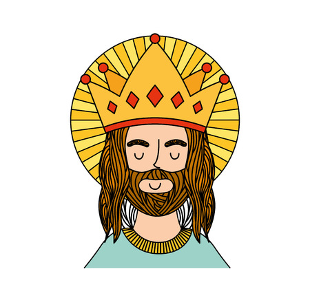 jesuschrist with crown character religious icon vector illustration designのイラスト素材
