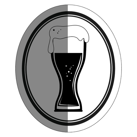 emblem with beer jar icon over white background. vector illustrationのイラスト素材