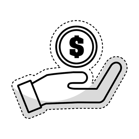 hand human with coin isolated icon vector illustration designのイラスト素材