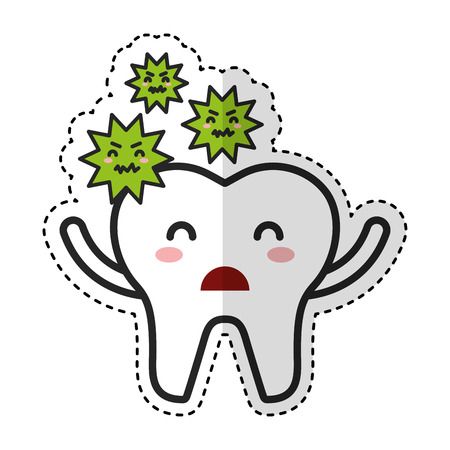 tooth with caries character icon vector illustration designのイラスト素材