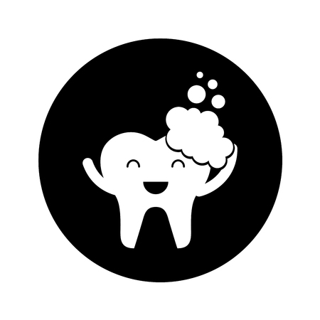 tooth with toothpaste character icon vector illustration designのイラスト素材