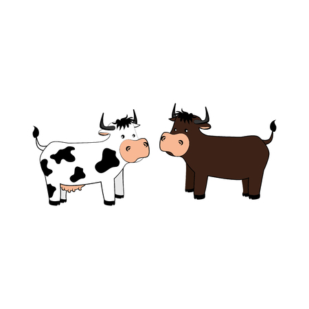 animal farm in field vector illustration designのイラスト素材