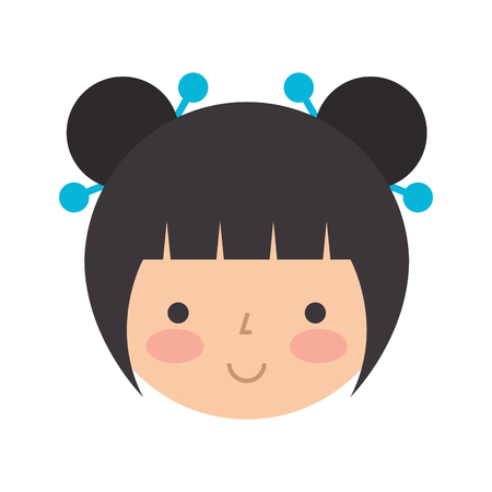 cute japanese doll head vector illustration designのイラスト素材